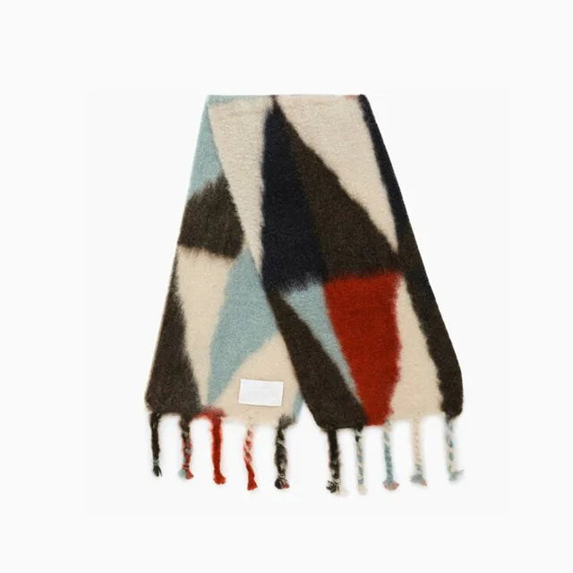 Scarf Women Men Winter Blanket Shawl Wraps Warm Mohair Scarves Geometry Print Cashmere