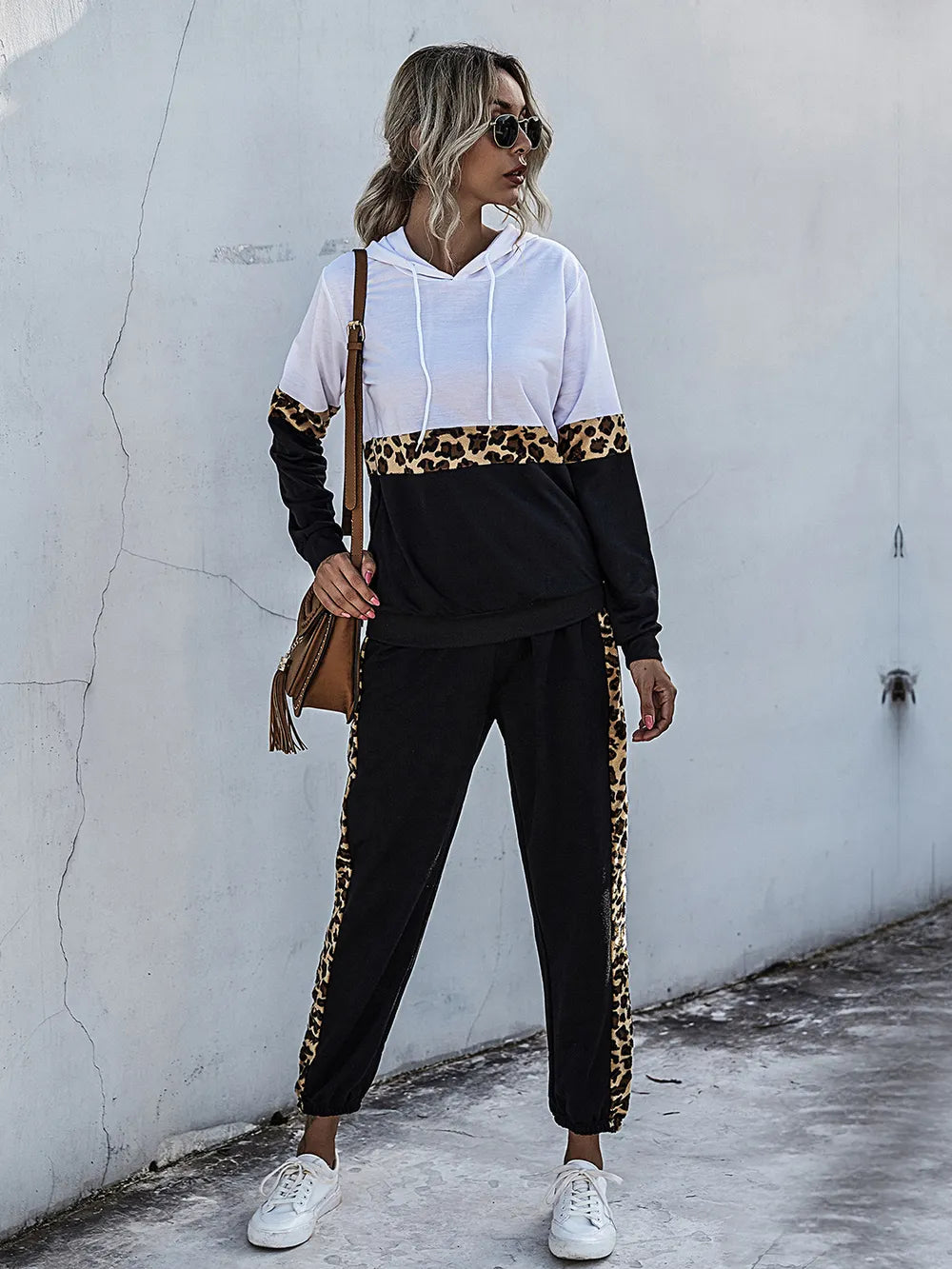 Contrast Long Sleeve Hooded Top and Joggers Set