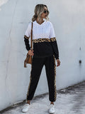 Contrast Long Sleeve Hooded Top and Joggers Set