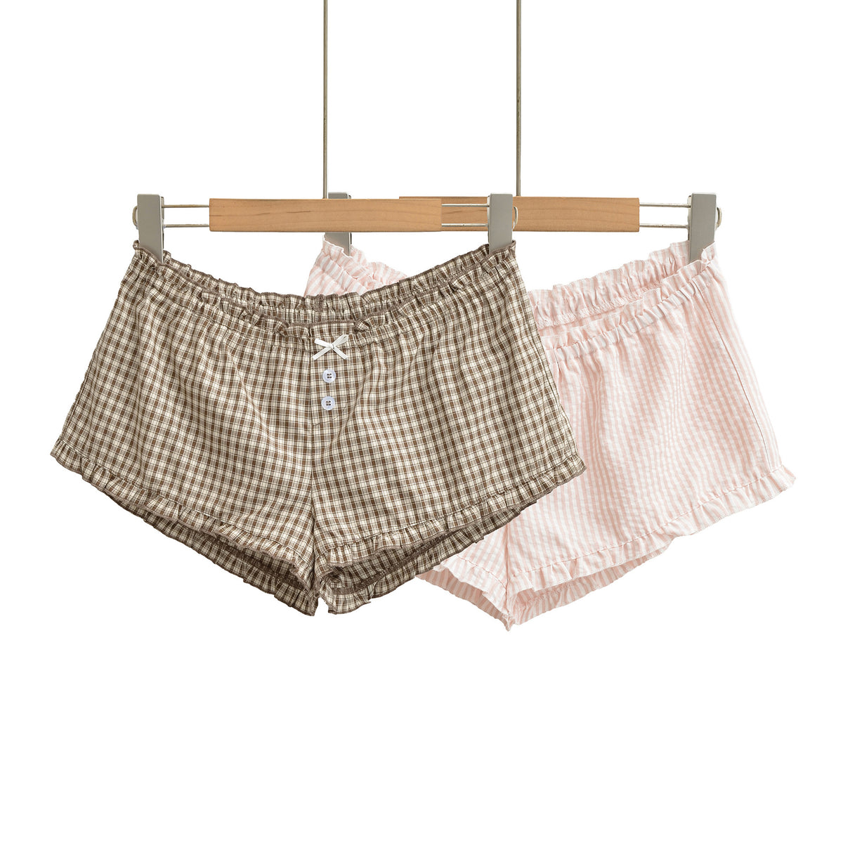 Striped drawstring low waisted shorts for women