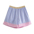 Casual Light Purple Striped Shorts for Women
