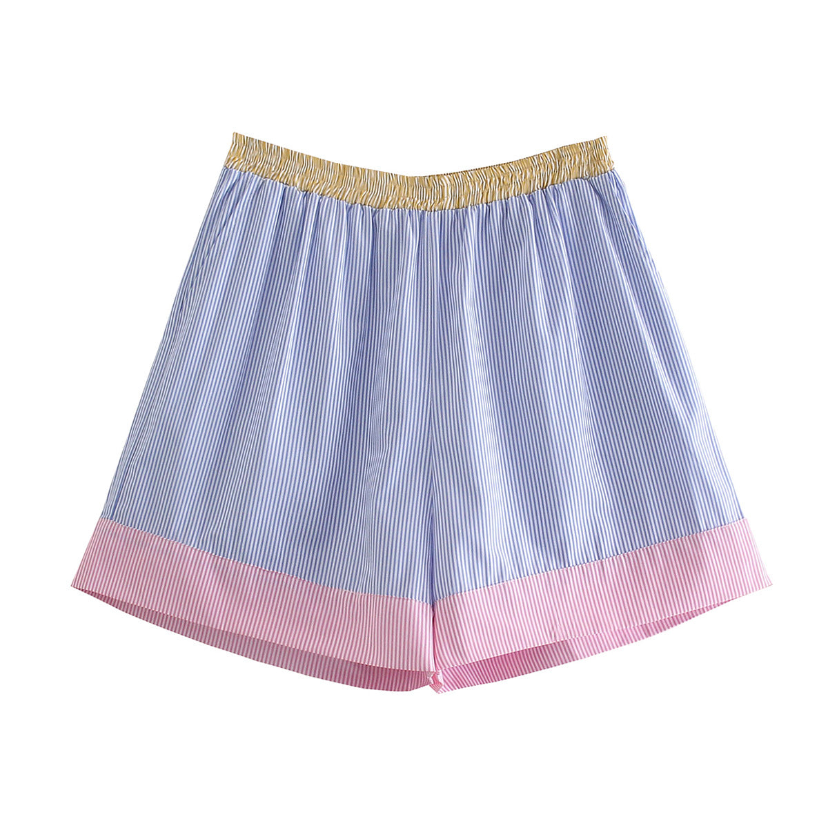 Casual Light Purple Striped Shorts for Women