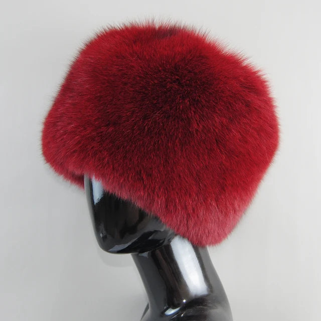 Fashion Real Fur Hats Winter Hats For Women Natural Fox Fur Beanies Real Fox Bomber Hat Fluffy Popular Russian Female Round Cap
