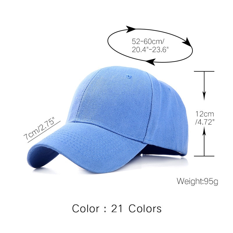 Plain Baseball Cap for Women and Men, Snapback Classic Polo Style Hat, Casual Sport Outdoor Adjustable Cap
