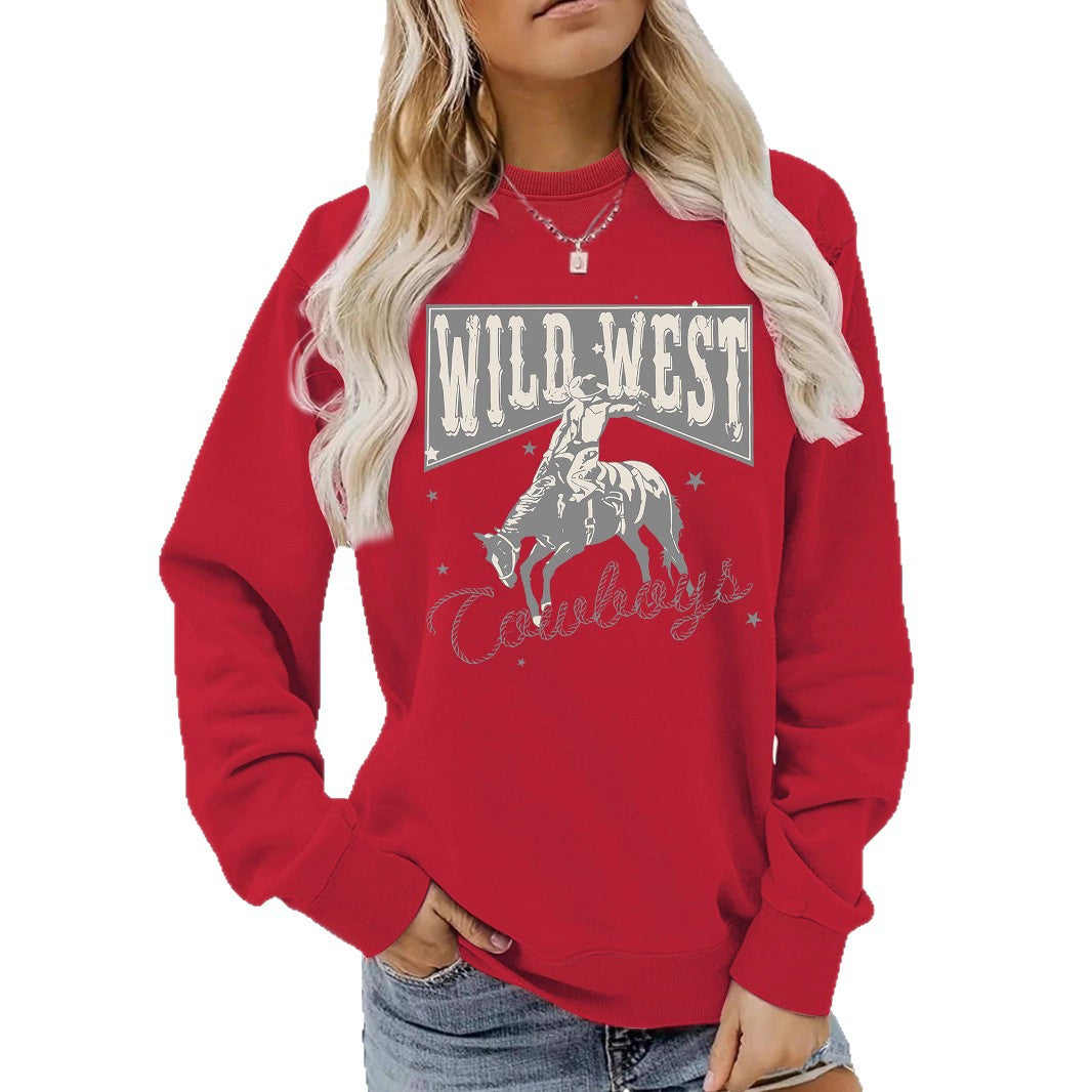 Cowboy pattern hoodie for women