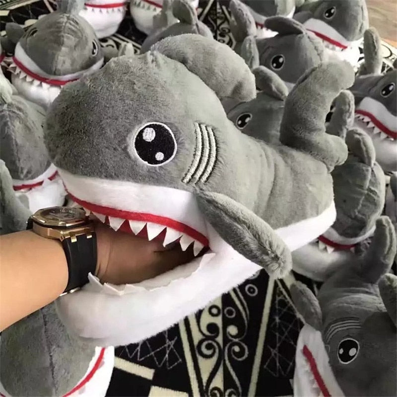 Winter Slippers Women and Men Fashion Shark Slipper Cotton Warm Indoor Slippers Lovely Cartoon Women's Slippers Unisex