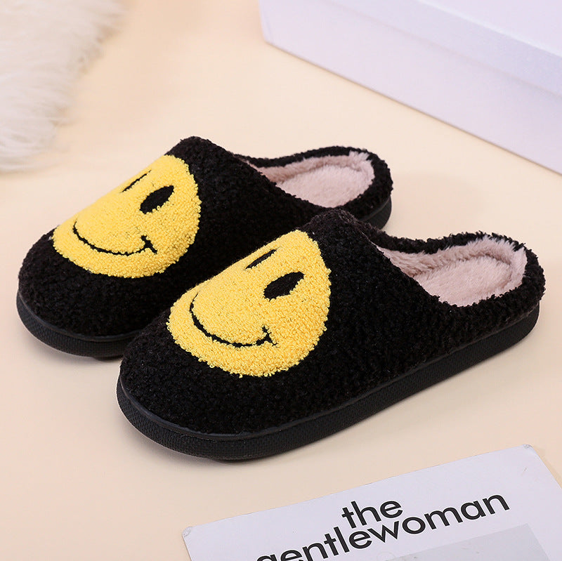 Smiling Face Cotton Slippers For Men And Women, Lovers' Cotton Slippers, Cute Thick-Soled Cartoon Anti-Skid Home Slippers