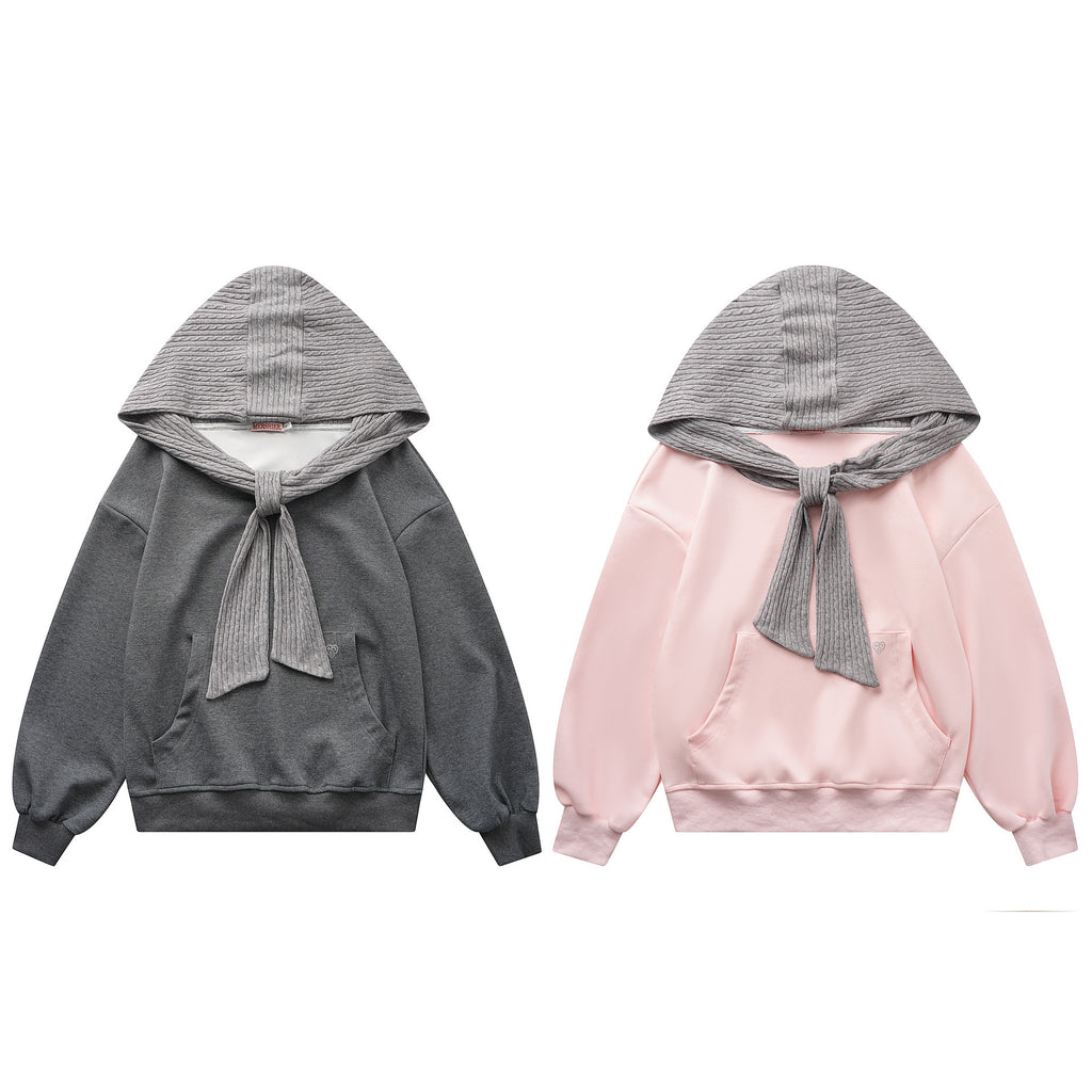 Fake two shawl hooded hoodies for women