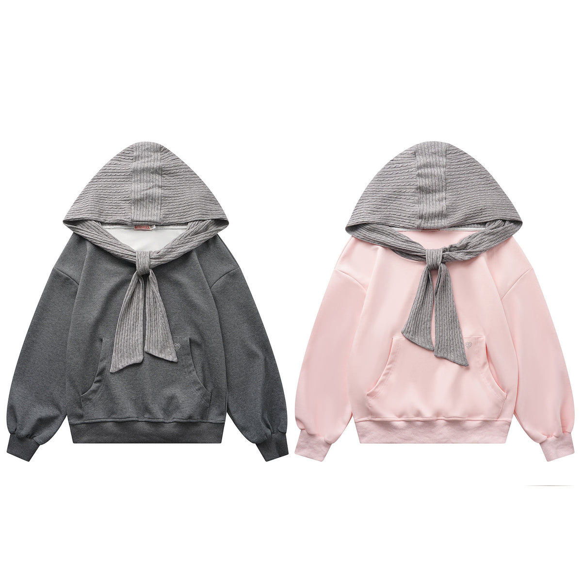 Fake two shawl hooded hoodies for women