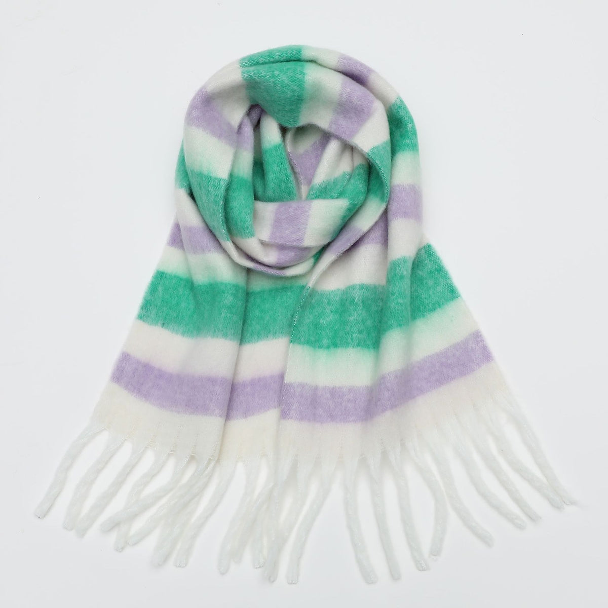 Autumn and winter scarves made of imitation cashmere, thickened and warm striped plaid scarves, women's fashion tassels, long necklaces for men and women, couples