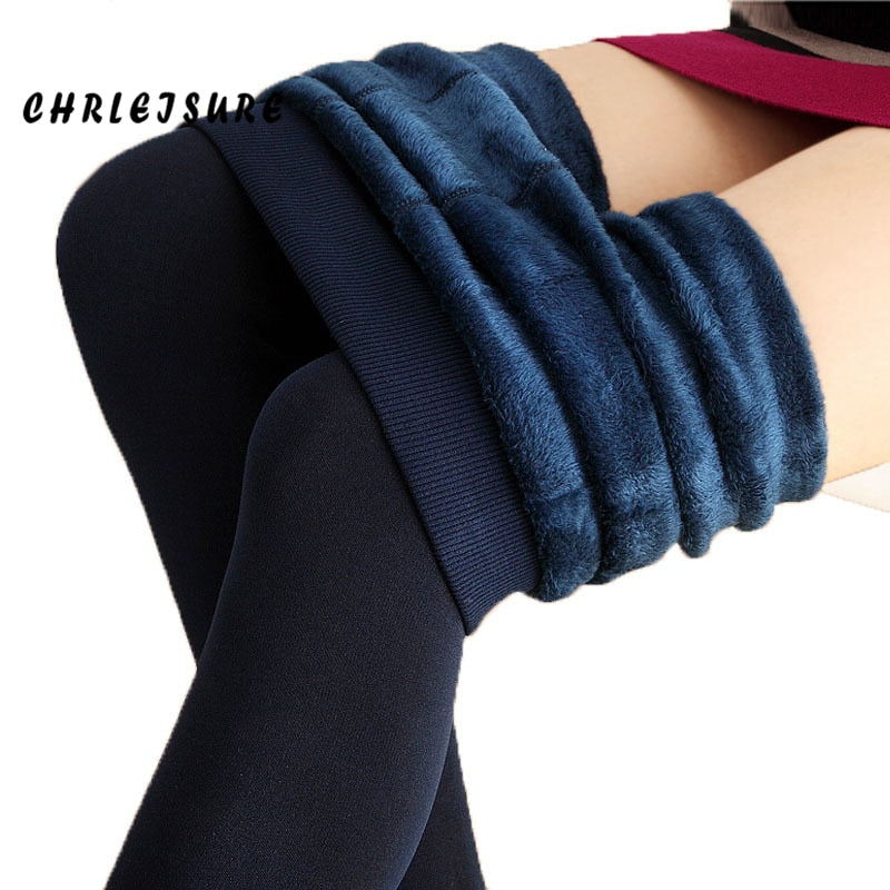 Warm Women's Plus-Size Velvet High-Waist Winter Leggings