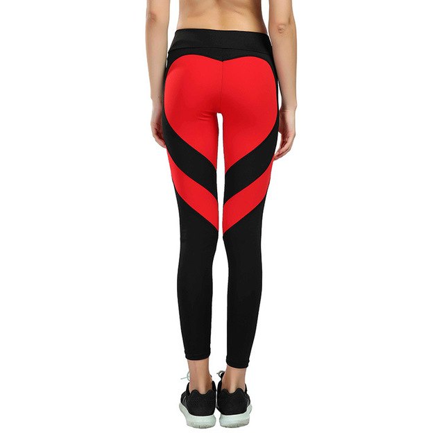 Women Yoga Leggings Love Heart-Shaped on Hip Patchwork Push UP Elastic High Waist Pants Fitness Running Gym Sports Leggings