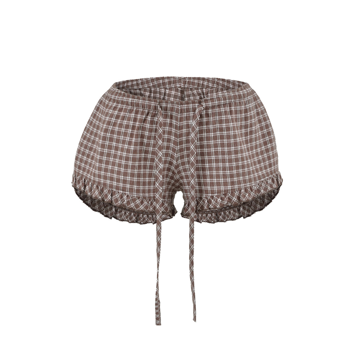 Loose checkered wide leg shorts for women