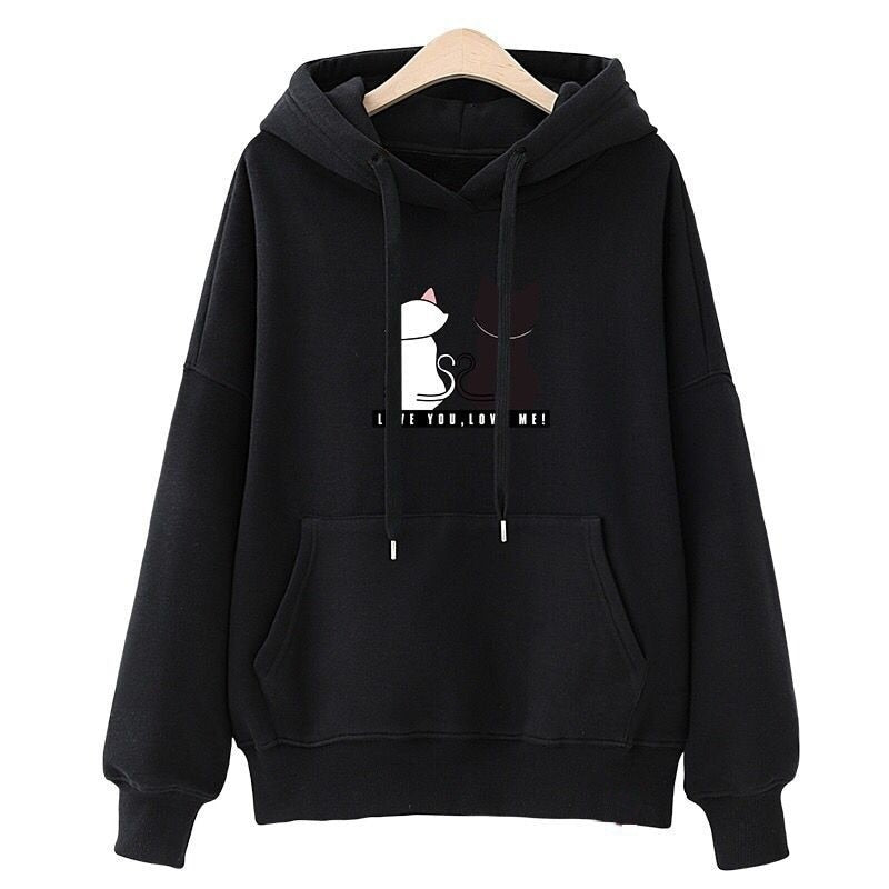 Streetwear Hoodies Women Sweatshirt Autumn Long Sleeve Hoodies Harajuku Hoodie Cute Cat Print Sweatshirt for Women