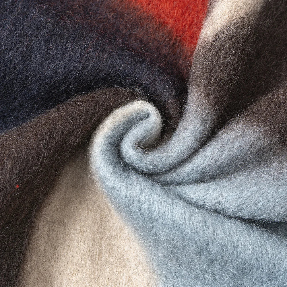 Scarf Women Men Winter Blanket Shawl Wraps Warm Mohair Scarves Geometry Print Cashmere