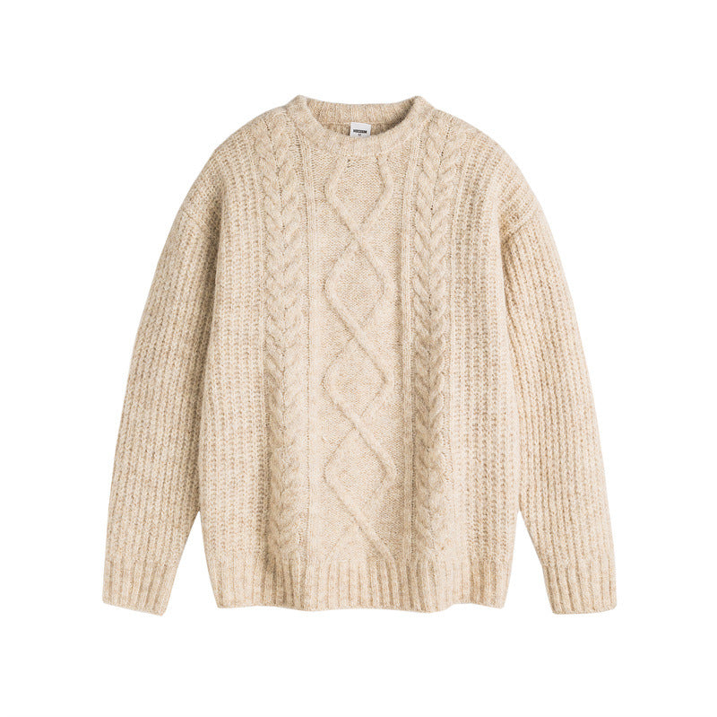 Solid color Fried Dough Twists diamond knit sweaters for men and women