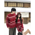 Couples' Autumn/Winter Red Thick Knitted Sweaters for Men and Women
