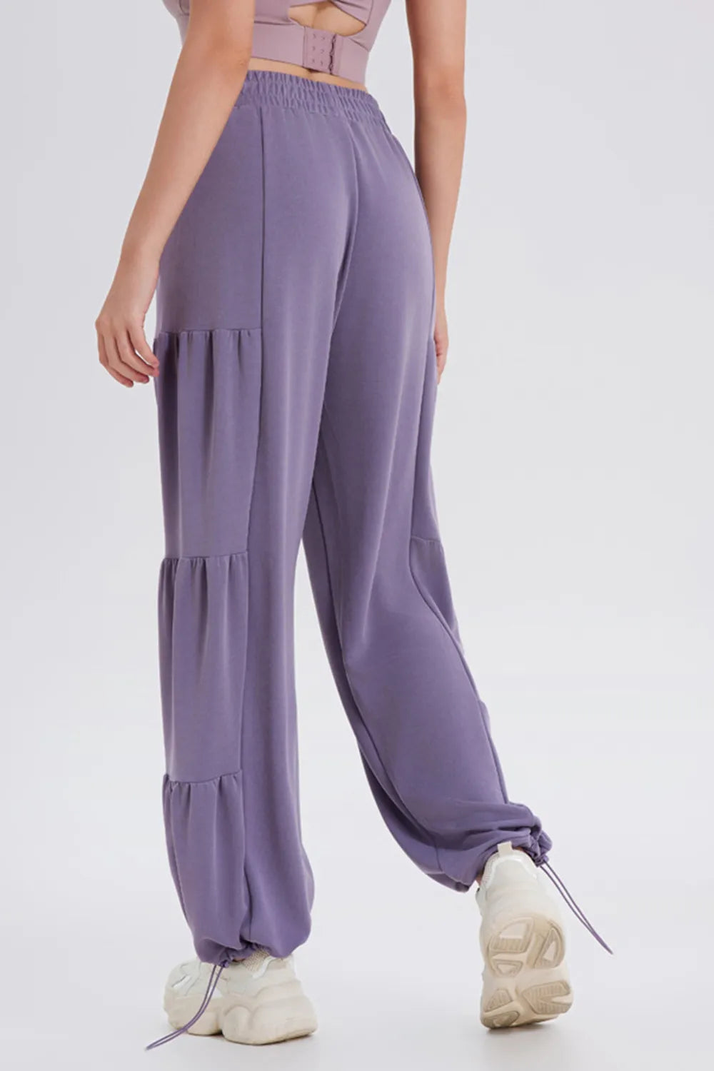 Drawstring Elastic Waist Ruched Joggers