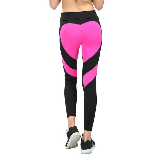 Women's Yoga Leggings Love Heart-Shaped Hip Patchwork Push-Up Elastic High Waist Fitness Running Gym Sports Leggings