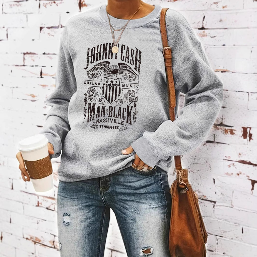 JOHNNY CASH Printed Hoodie for Women