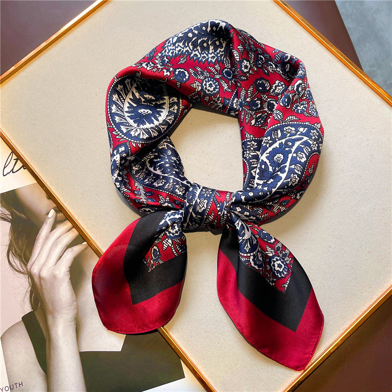 Retro Printed Scarves, Cashew Nut Versatile Temperament Scarves, Women's Small Square Scarves, Decorative Scarves