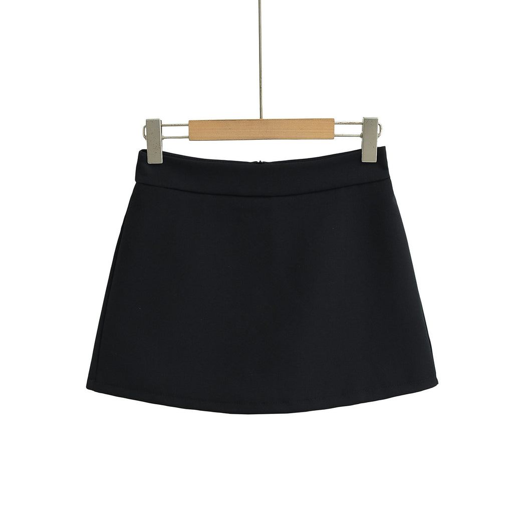 Jupe-culotte taille haute avec fermeture éclair au dos pour femme