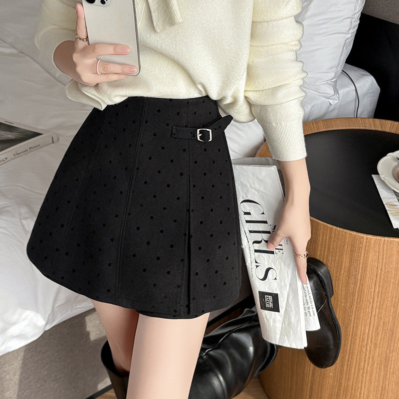 Pleated Wool Blend Skort for Women
