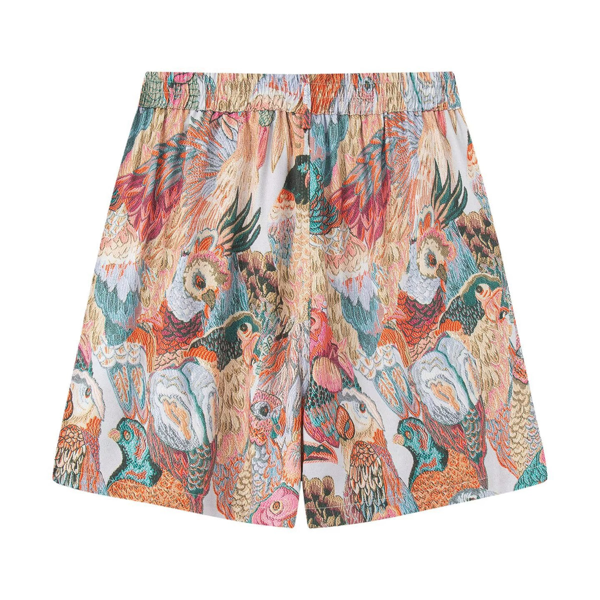 Peacock Embroidered Casual Shorts for Women