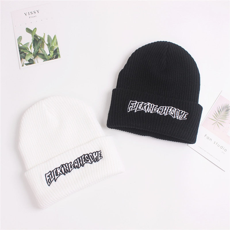 Hat Men Women FUC Awesome Embroidery Winter Beanies Knit Turban Skullies Streetwear Hip Hop Bone Korean Beanie Winter Hat