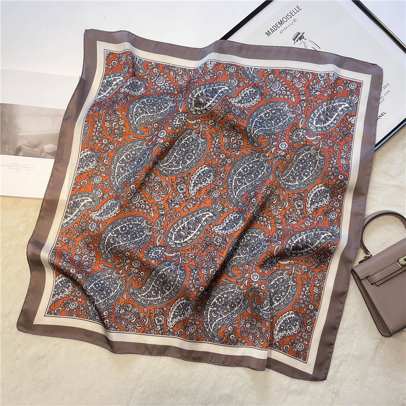 Retro Printed Scarves, Cashew Nut Versatile Temperament Scarves, Women's Small Square Scarves, Decorative Scarves