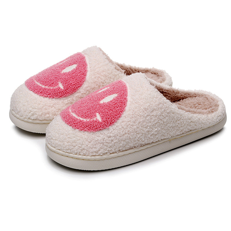 Smiling Face Cotton Slippers For Men And Women, Lovers' Cotton Slippers, Cute Thick-Soled Cartoon Anti-Skid Home Slippers
