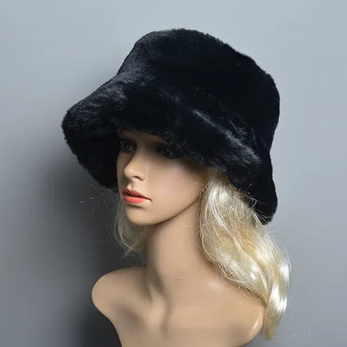 New Style Faux Rabbit Fur Hats Super Soft Women Winter Hat Cotton Lining Warm Russian Fashion Ski Beanies Plush Solid Color