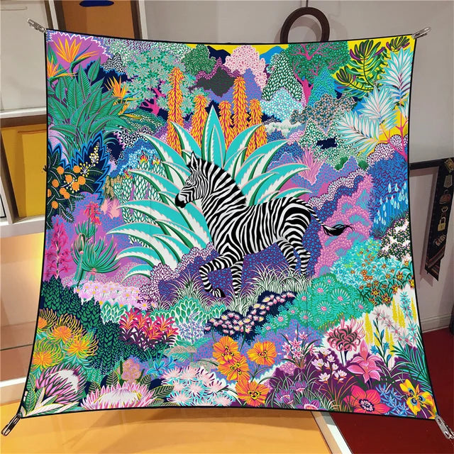 Silk Scarf Foreast Zebra Print