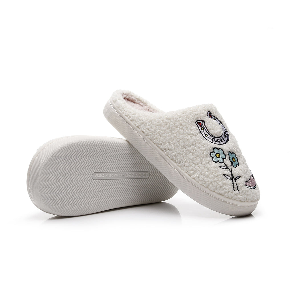 Western denim cotton slippers for women fuzzy slippers