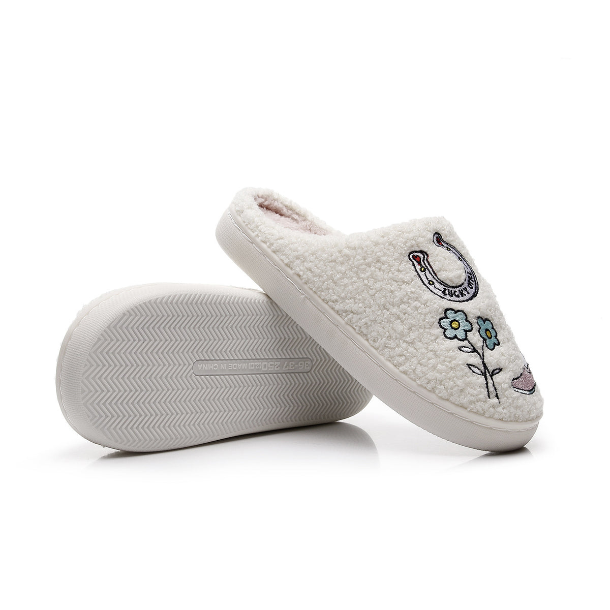 Western denim cotton slippers for women fuzzy slippers
