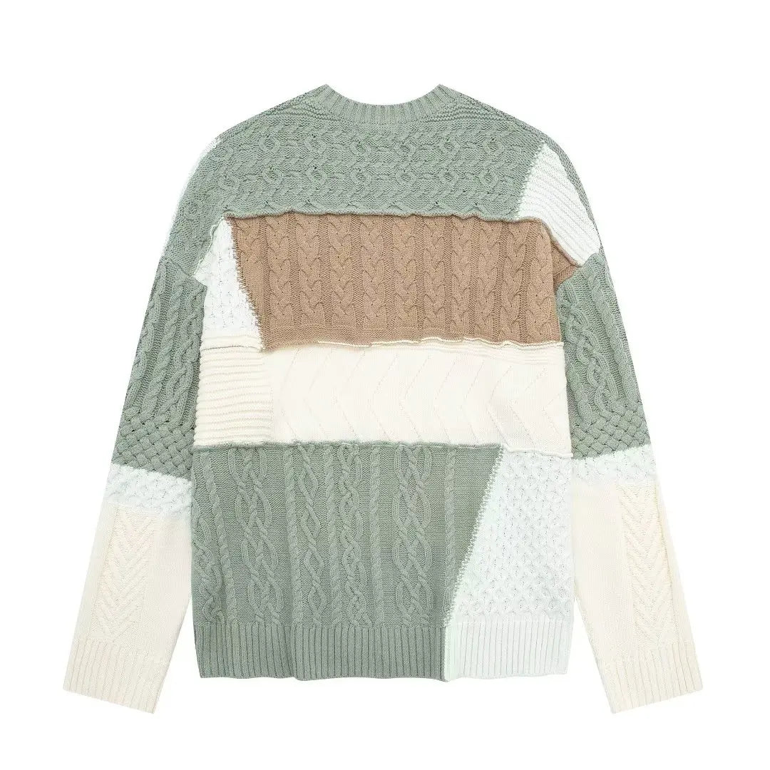 Color Patchwork Sweaters for Women Pullover Oversize Sweater Woman Long Sleeve Knitted Sweater Women Autumn Jerseys