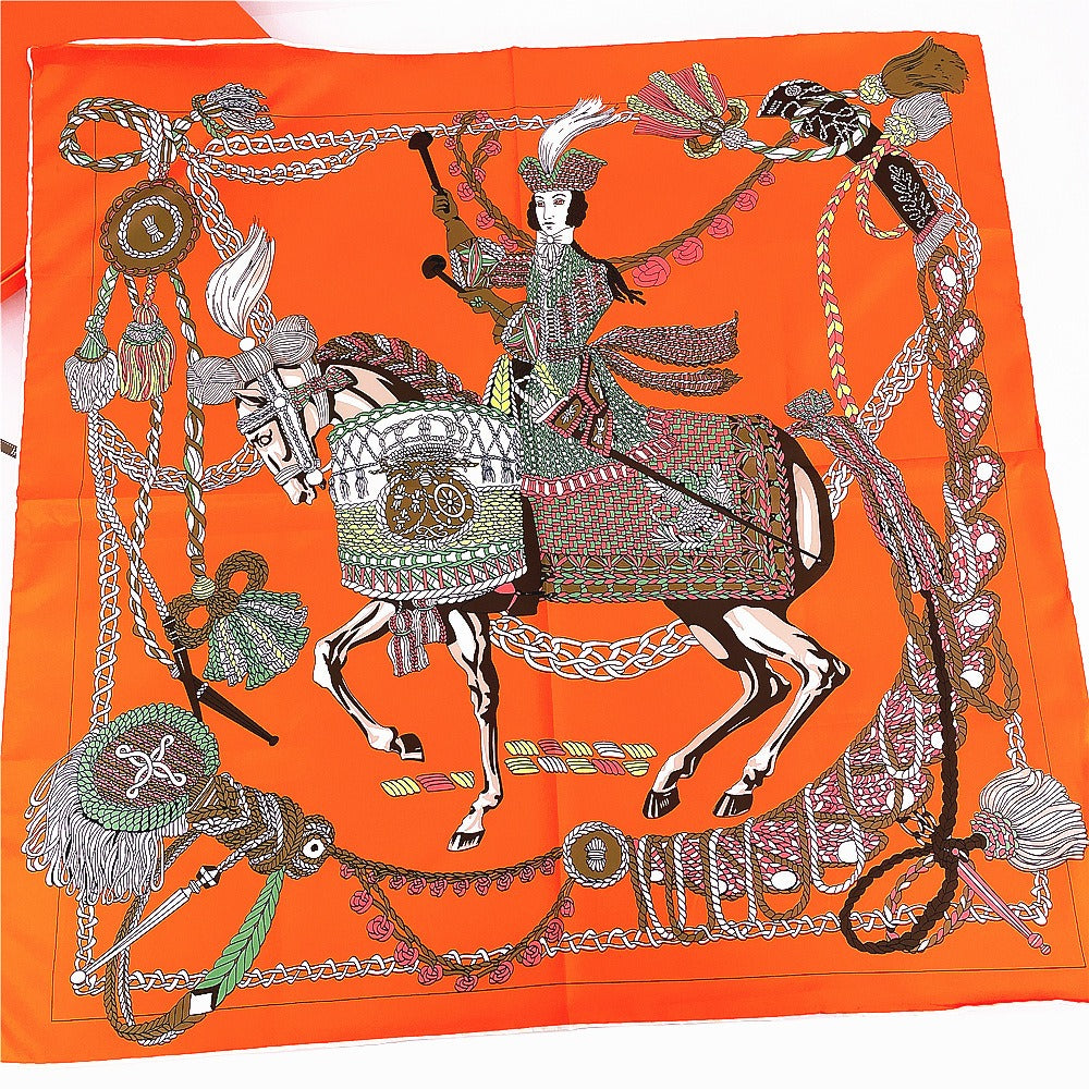 Handmade Curled Women's Knight Decorative Shawl Large Square Scarf In Stock Scarves