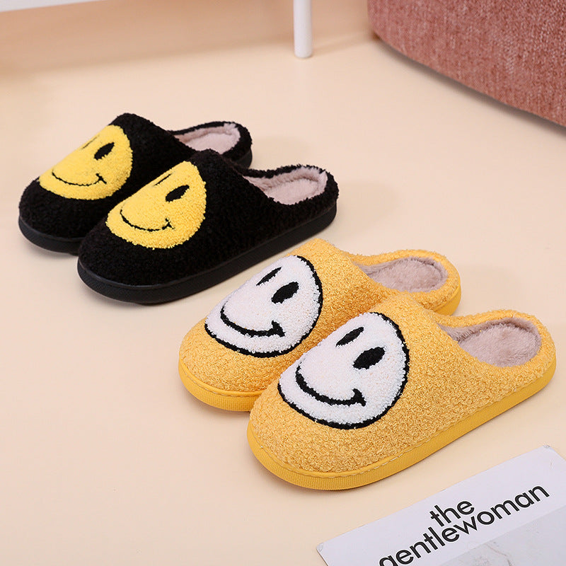 Smiling Face Cotton Slippers For Men And Women, Lovers' Cotton Slippers, Cute Thick-Soled Cartoon Anti-Skid Home Slippers