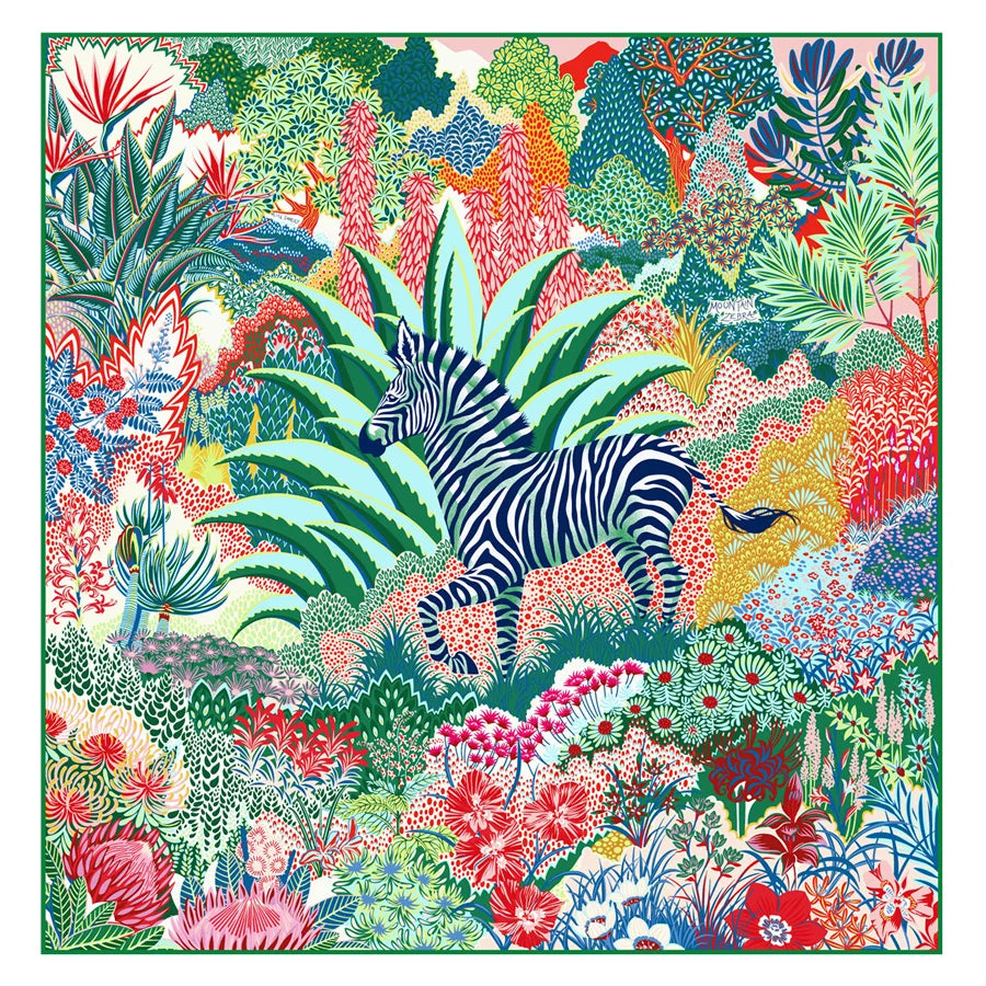 Silk Scarf Foreast Zebra Print