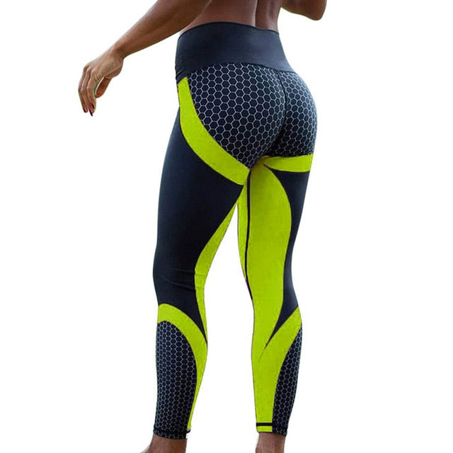 Women’s Mesh Print Fitness & Workout Leggings – Slim Fit Black/White Pants