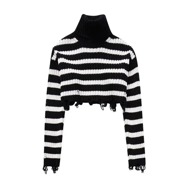 Women's Turtleneck Knitted Sweater Autumn Winter Long Sleeve Knit Cropped Sweaters For Women