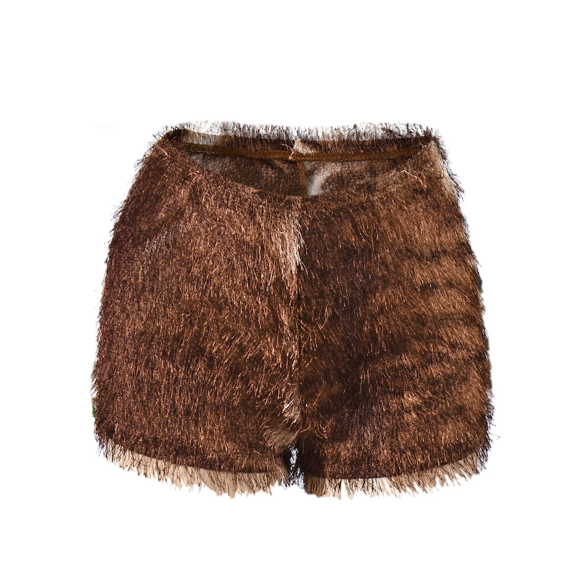 Printed fringe leopard print shorts for women