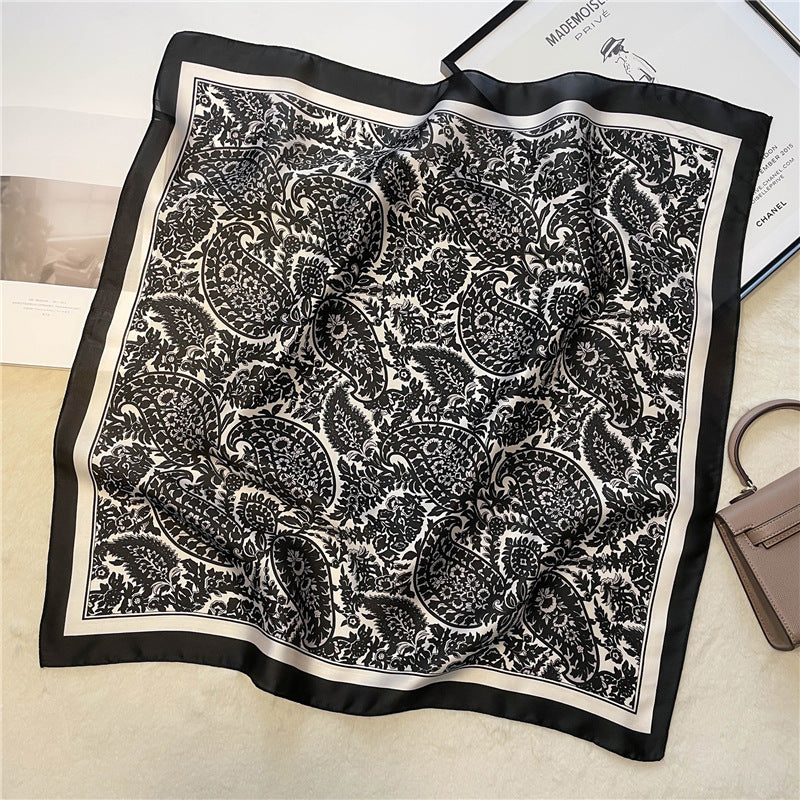 Retro Printed Scarves, Cashew Nut Versatile Temperament Scarves, Women's Small Square Scarves, Decorative Scarves