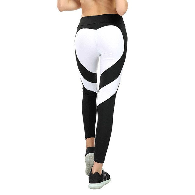 Women Yoga Leggings Love Heart-Shaped on Hip Patchwork Push UP Elastic High Waist Pants Fitness Running Gym Sports Leggings