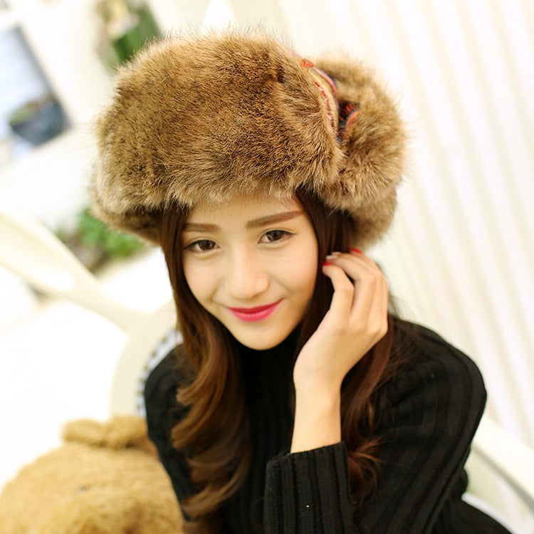Russian Ushanka Hats With Earflap Women Colorful Bomber Hats Ladies Windproof Snow Thicker Warm Winter Fur Caps