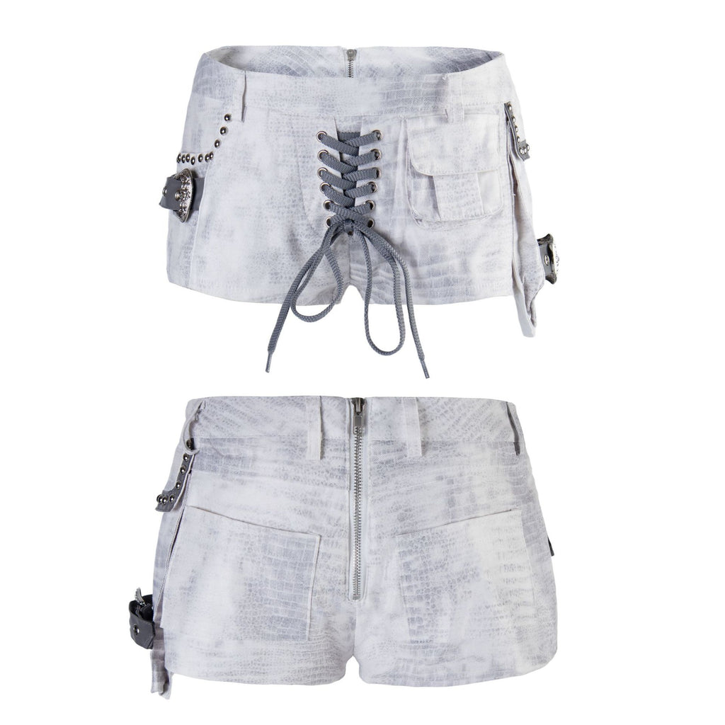 Strap denim sexy low waisted shorts for women