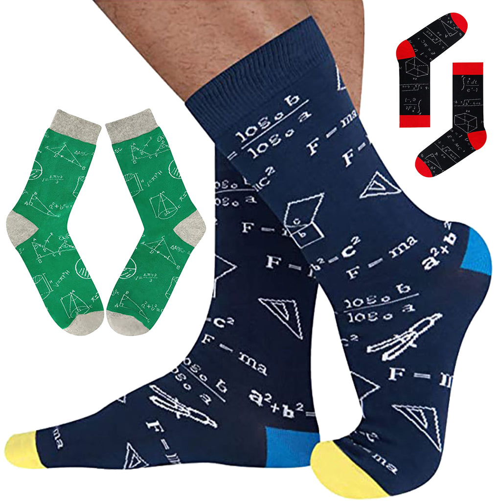 Colorful Mathematical Formula Problem Solving Printed Men's Cotton Socks