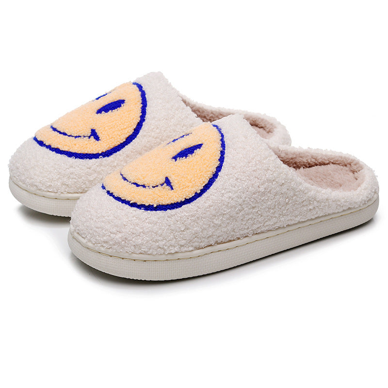 Smiling Face Cotton Slippers For Men And Women, Lovers' Cotton Slippers, Cute Thick-Soled Cartoon Anti-Skid Home Slippers