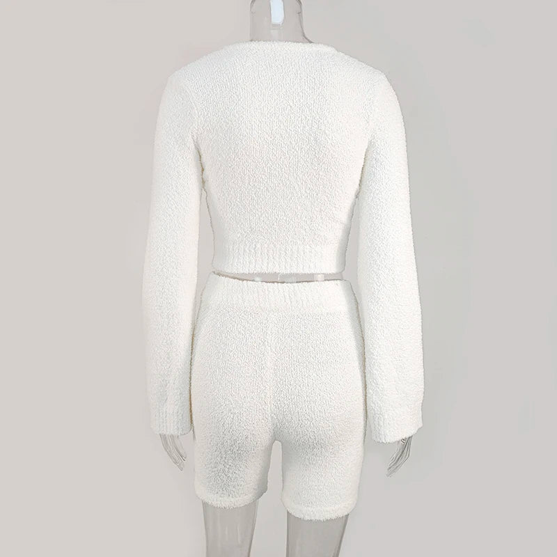 Women’s Flare Sleeve Sweatshirt & Shorts 2-Piece Lounge Set
