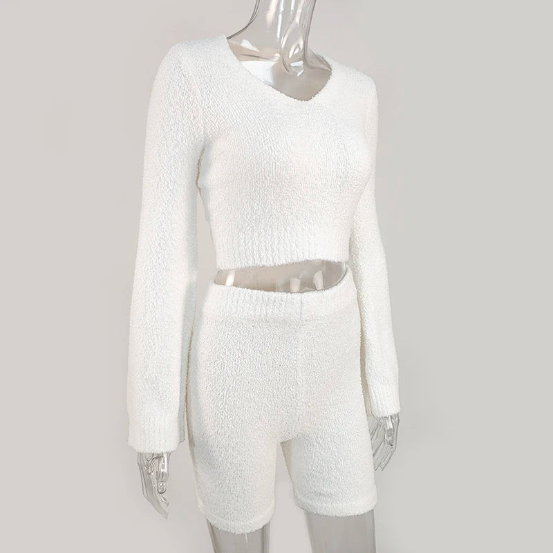 Women’s Flare Sleeve Sweatshirt & Shorts 2-Piece Lounge Set